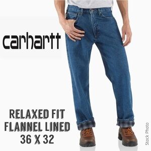 CARHARTT RELAXED-FIT STRAIGHT-LEG FLANNEL LINED JEAN B172 (36 x 32)
